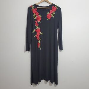 Soft Surroundings Rose Applique Long Sleeve Dress